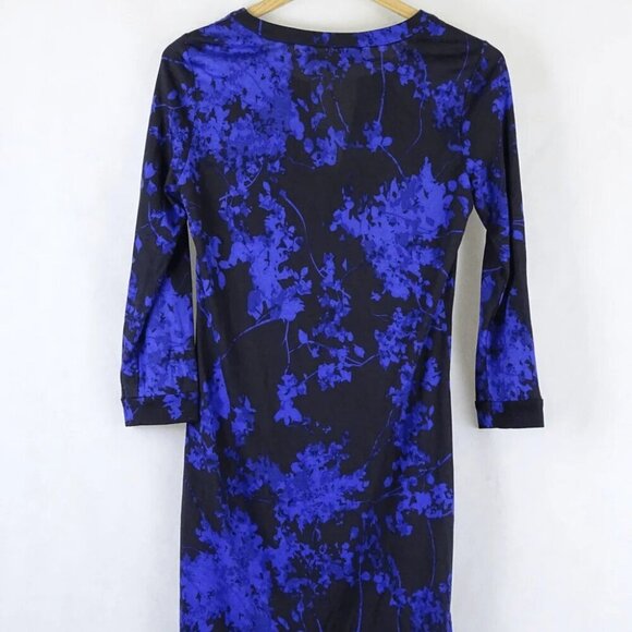DIANE VON FURSTENBURG Floral Daze Silk Dress in Blue & Black Size 2 or XS - Picture 4 of 6